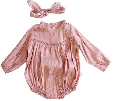De Zomer Meisje Baby Siamese Bodysuits Baby Meisje Kleding Zijdeachtige Lange Mouwen Bodysuits Baby Meisje Kleding roze paars / 9m