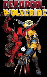Deadpool & Wolverine Fight Unisex T-Shirt - Black - L Zwart