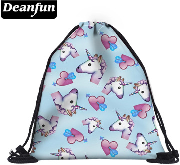 Deanfun 3D Printing Unicorn Drawstring Shoulder Bags Cute Gift for Children School Organizer 60085
