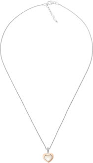 'Debby' Dames 925 Sterling Zilveren Ketting met Hangertje - Zilver/Roze ZH-7289/RG - maat Zilver en roségoud