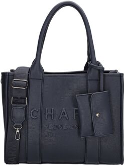 Debossed shopper M blauw