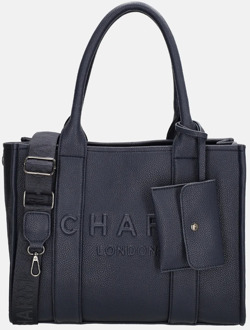 Debossed shopper M blauw