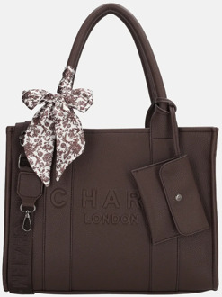 Debossed shopper M donkerbruin