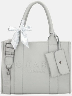 Debossed shopper M lichtblauw