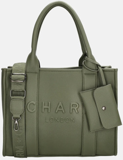 Debossed shopper M natuur groen