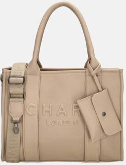 Debossed shopper M zand Beige