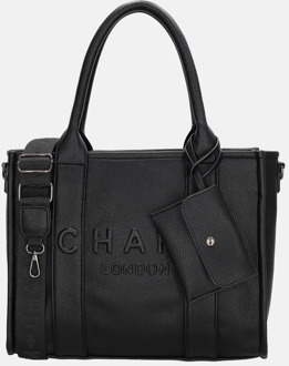 Debossed shopper M zwart