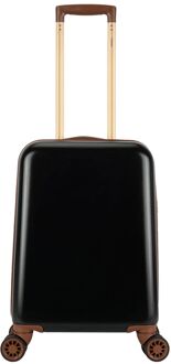 Decent Retro Cabin Trolley 55 black hardcase koffer Zwart - H 55 x B 35 x D 20 cm
