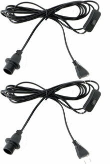 Deco by Boltze 2x Zwarte lichtsnoeren met schakelaar en fitting 400 cm