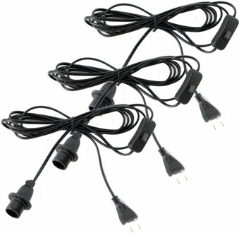 Deco by Boltze 3x Zwarte lichtsnoeren met schakelaar en fitting 400 cm