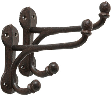 Deco by Boltze Boltze Kapstokhaak - 12x stuks - 10x4x15 cm - gietijzer - jassen haken
