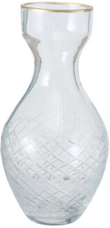 Deco by Boltze Vaas - glas - 7x15 cm - bloemenvaas - goudkleurige rand