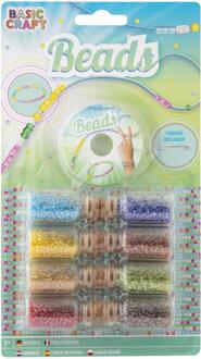 Deco kralen, 8 flesjes met draad verschillende