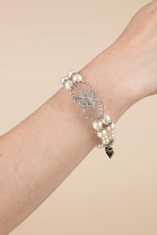 Deco parel armband in ivoor Wit/Creme/Zilver
