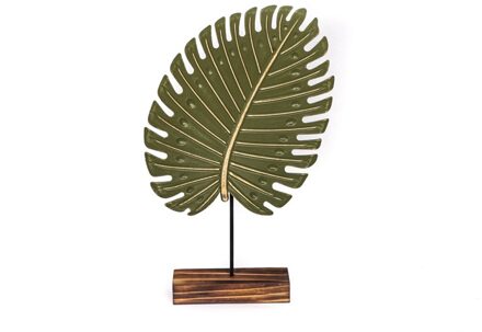 Decoblad op voetstuk 23x6x37cm groen