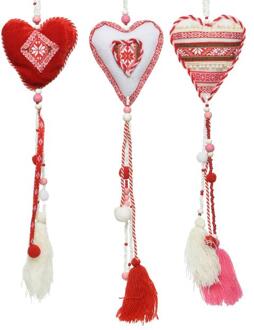 Decohanger hart folklore 55cm rood-wit