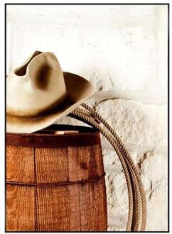 Decopaneel Cowboy - bruin - 70X50 cm - Leen Bakker - 2 x 50 x 70