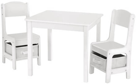 Decopatent® Kindertafel met stoeltjes van hout - 1 tafel en 2 stoelen voor kinderen - Kleurtafel - Speeltafel - Zitgroep Set