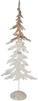 Decoratie Beeld Kerstboom 45 cm Wit Bruin IJzer Wit