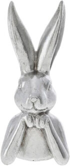 Decoratie beeld paashaas - borstbeeld - zilver - polyresin - 15 cm
