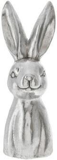 Decoratie beeld paashaas - borstbeeld - zilver - polyresin - 51 cm - haas / konijn - paasdecoratie