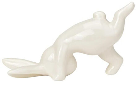 Decoratie beeld paashaas - handstand - wit - 18 cm - haas / konijn