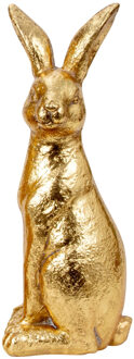 Decoratie beeld paashaas - zittend - goud - 39 cm - haas / konijn - paasdecoratie Goudkleurig