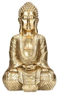 Decoratie boeddha beeld goud zittend 30 cm - Beeldjes Goudkleurig
