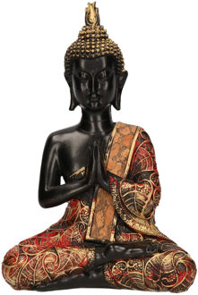 Decoratie Boeddha Beeld Zwart/groud/rood 21 Cm Type 1 - Beeldjes Goudkleurig