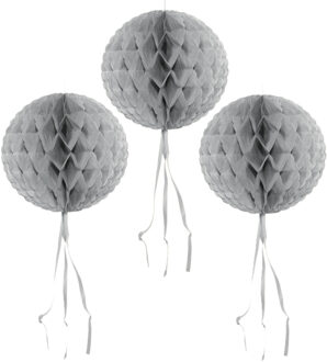 Decoratie bol - 5x - zilver - 30 cm - crepe papier - versiering - feestversiering