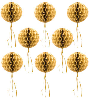Decoratie bol - 8x - gold - 30 cm - crepe papier - versiering - feestversiering