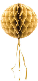 Decoratie bol - gold - 30 cm - crepe papier - versiering - feestversiering