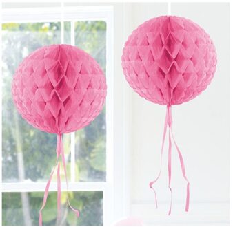 Decoratie bol - lichtroze - 30 cm - crepe papier - versiering - feestversiering