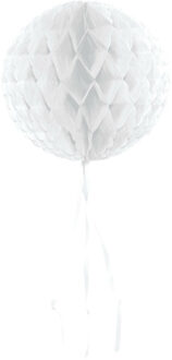 Decoratie bol - wit - 30 cm - crepe papier - versiering - feestversiering