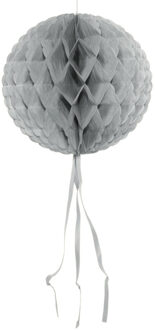 Decoratie bol - zilver - 30 cm - crepe papier - versiering - feestversiering