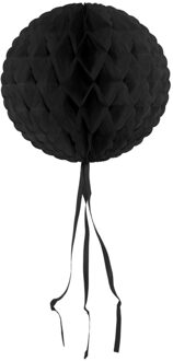 Decoratie bol - zwart - 30 cm - crepe papier - versiering - feestversiering