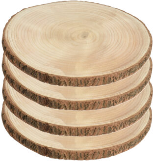 Decoratie boomschijf - 4x - Paulowna hout - D25 cm - Dikte 2 cm - onderzetter - plateau