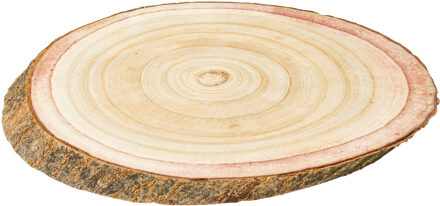 Decoratie boomschijf - hout - 32 x 22,5 x 3 cm - ovaal