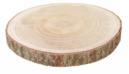 Decoratie boomschijf met schors - hout - D38 x H4 cm - rond