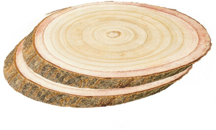 Decoratie boomschijven- 2x - hout - 42 x 27 x 3 cm - ovaal - hobby