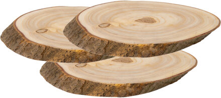 Decoratie boomschijven - 3x - hout - 26 x 16 x 2,5 cm - ovaal
