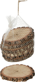 Decoratie boomschijven/boomschijfjes - 12x stuks - eikenhout - 9-13 cm