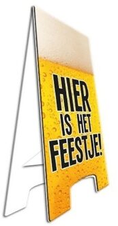 Decoratie bord hier is het feestje - bier thema - 58 cm - ingang - Feestdecoratieborden Multikleur