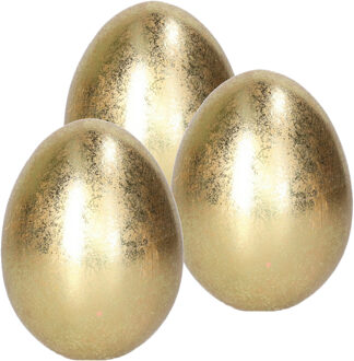 Decoratie Ei - Goud kleurig - 3x - keramiek - 6 x 8 cm - Paasdecoratie - paaseieren - Gouden eieren
