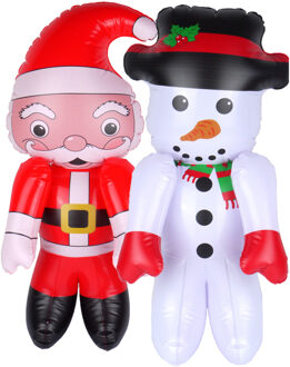 Decoratie figuren opblaasbaar -2x st -kerstman en sneeuwpop -65 cm - opblaas figuur