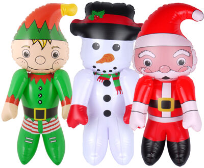 Decoratie figuren opblaasbaar - 3x st - H65 cm - opblaas figuur/pop - Opblaasfiguren Wit