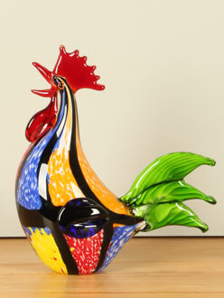 Decoratie gekleurde haan, 28 cm