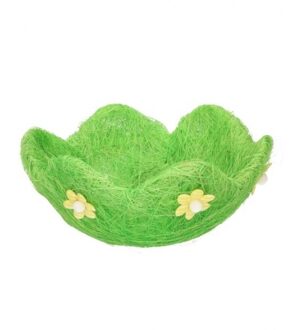 Decoratie gras mandje groen bloem 20 x 16 cm