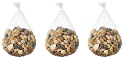 Decoratie/hobby steentjes - rivier stenen/kiezelstenen - klein - 3x kilo - in netje - kleurenmix