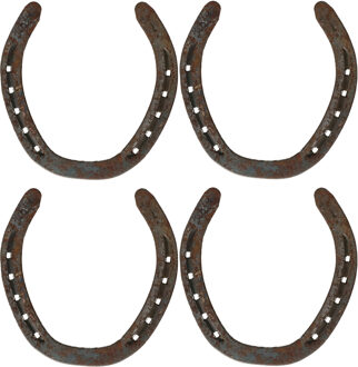Decoratie hoefijzer van metaal - Set van 4x stuks - 13 cm - paarden of western thema artikelen